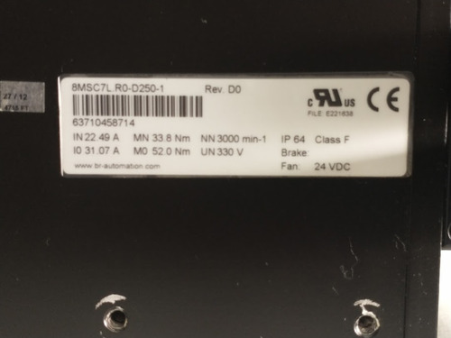 Servo Motor B&r Automation 8msc7l.ro-d250-1 Seminovo (Usado)