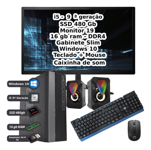 Cpu Mini Monitor 19 Intel Core I5 9a Ger 16gb Ssd480gb Win10
