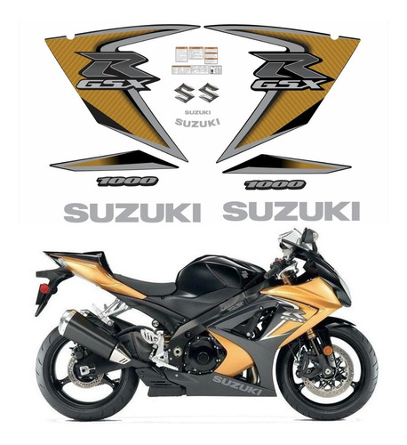 Kit Adesivos Emblemas Suzuki Srad Gsxr 1000 Gsx 1000r 2008 Preta E Dourada Ca-00658 Cor Padrão