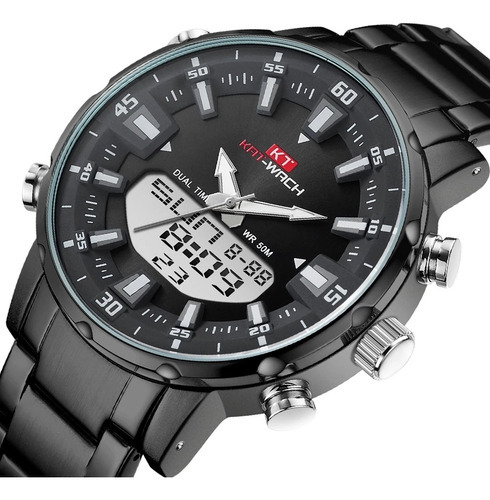 Reloj de cuarzo impermeable y luminoso para hombre Kat-wac, color de fondo negro