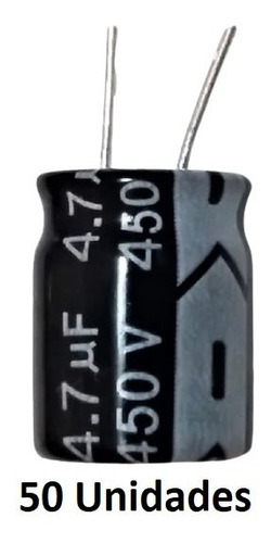 Imagem 1 de 6 de Capacitor Eletrolítico 4,7uf X 450v 105º - 50 Unidades