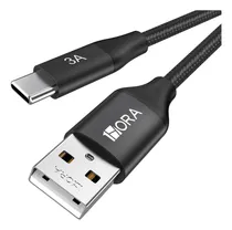 Comprar Cable de Datos USB a Tipo C 1Hora Nailon Reforzado Negro, 1 Metros USB 2.0 3A Cable Carga Rápida Compatible con Móviles, Tabletas