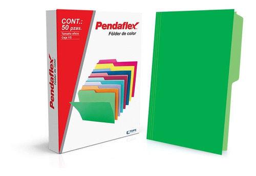 Fólder Pendaflex Color, Tamaño Oficio, Color Verde, 100 Pzs