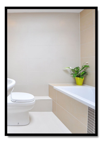Espejo Rectangular 50 X 70cm Con Marco De Metal Marco Negro