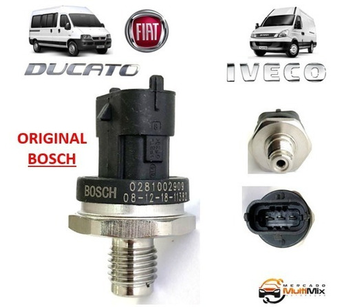 Sensor Pressao Rail Flauta Ducato 2.8 Iveco 0281002909