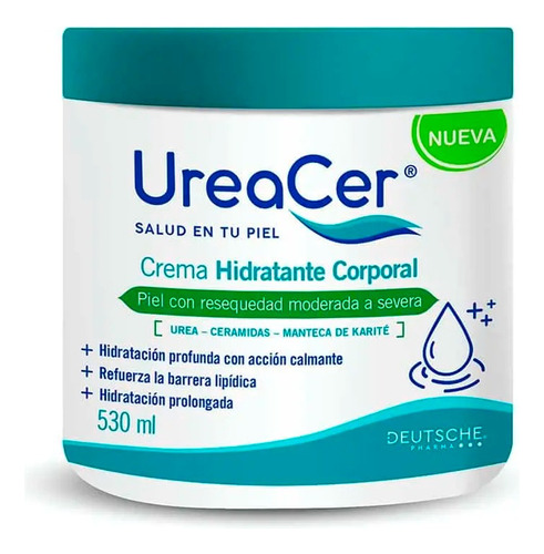  Crema Hidratante Corporal Piel Seca 530ml Ureacer Fragancia Neutro