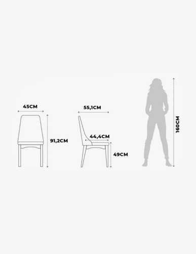 Moveis Silla Comedor Madera Tapizada Lino Diseño Ergonómico Estructura de la silla WALNUT/LINKED