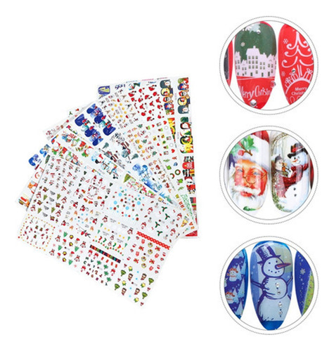 Mj A 6 Hojas De Pegatinas Navideñas For Uñas, Muñeco De