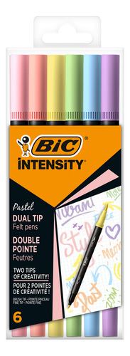 Marcador Bic Intensity Doble Punta Pastel X 6 Colores