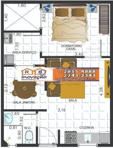Imagem 5 de 8 de Apartamento Em Condomínio Studio Para Venda No Bairro Parque Artur Alvim, 2 Dorm, 38 M - 25