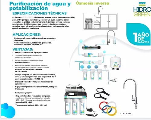 Filtro Osmosis Inversa 7 Etapas 100gpd Lampara Uv + Equipo