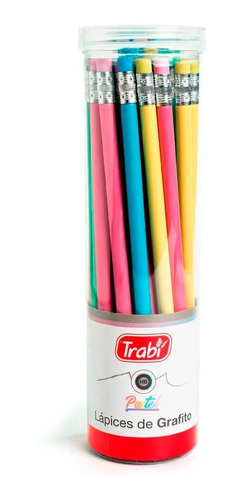 Lapiz Negro Trabi Pastel Grafito Hb Con Goma Tubo X 36u 7901