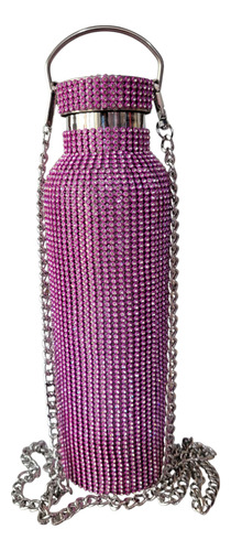 Botella Con Strass Brillo Termica 700ml Frio/ Calor Fucsia