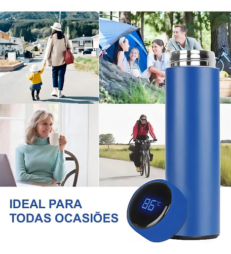 Garrafinha Térmica Inox Squeeze Água Gelada Display Digital Cor Branco
