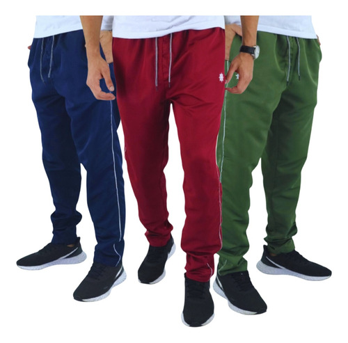 Kim Com 6 Calças Tactel Masculina Slim Academia Esportes