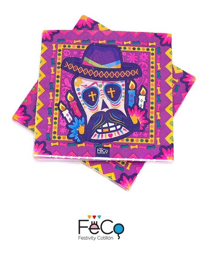 Imagen 8 de 9 de Pack Cotillón Fiesta Mexicana Calacas-catrinas Deco - Mesa