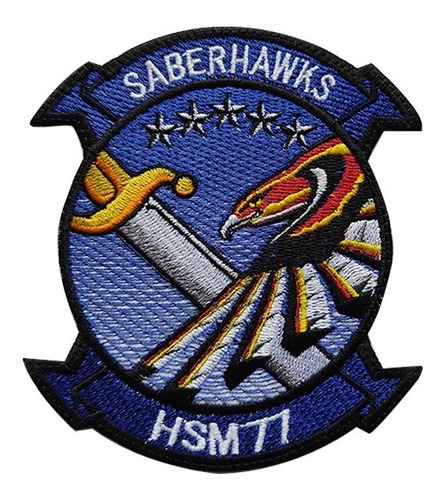 Parche Bordado Hsm-77 Saberhawks Aguila, Espada, Estrellas