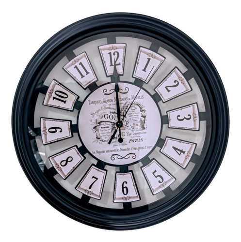 Reloj De Pared Analogo Diseño Vintage Paris Grande Hogar.   