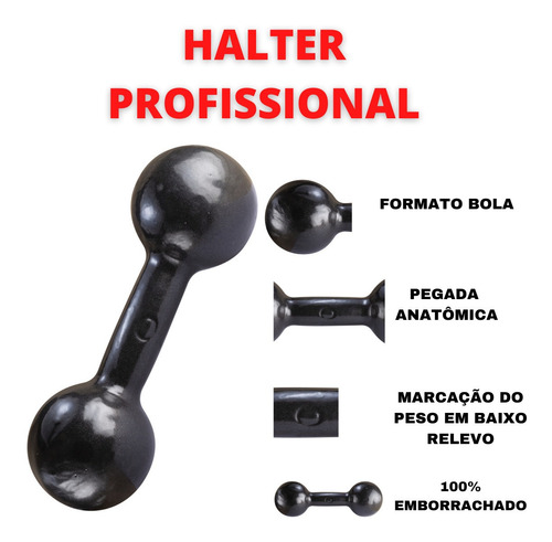 Imagem 5 de 7 de Kit Halter Emborrachado 1kg, 2kg E 3kg 03 Pares