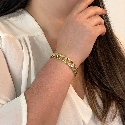 Pulseira Grumet De 11.7mm Em Ouro 18k Com Fecho Gaveta E Pre