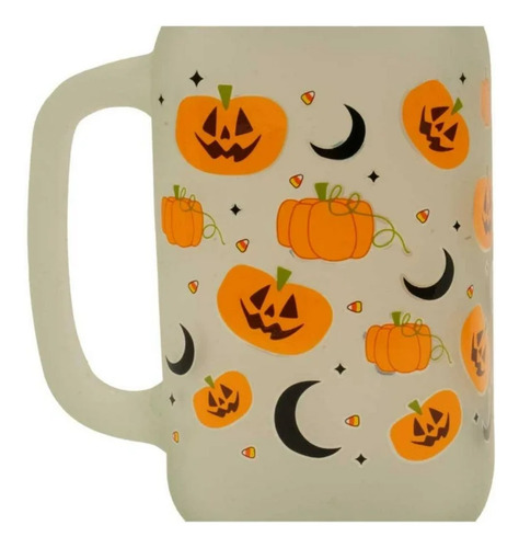Vaso Tarro Con Popote De Vidrio Diseño Halloween De 710 Ml