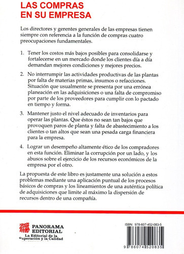 Las Compras En Su Empresa, De Daniel Palacios García. Editorial Panorama, Tapa Blanda En Español