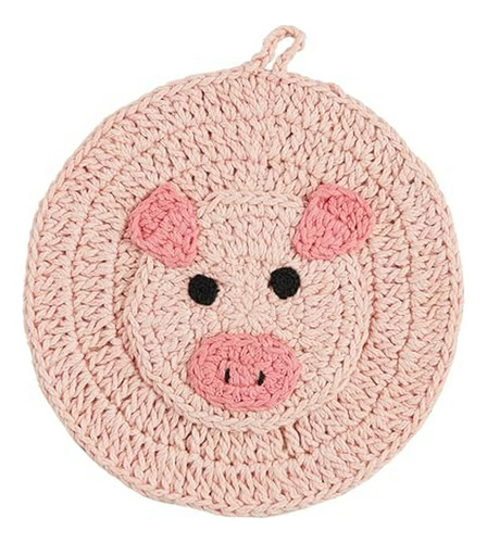 Soporte Crochet Cerdo, 7  X 7 , Rosa