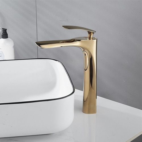 Imagen 3 de 10 de Llave Grifo Monomando Lavabo Ovalin Oro Pulido Dorado Gami