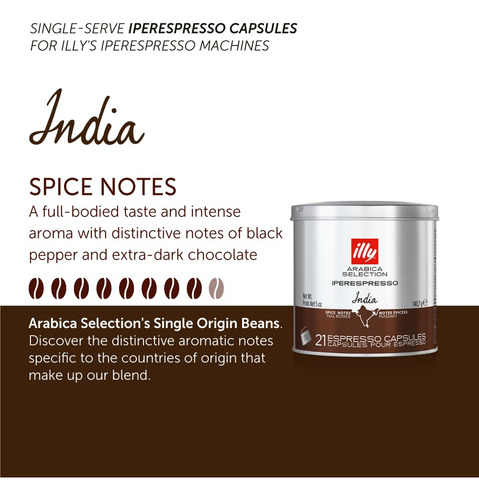 Café Illy, Cápsulas De Espresso Arábica Selection India, Ori