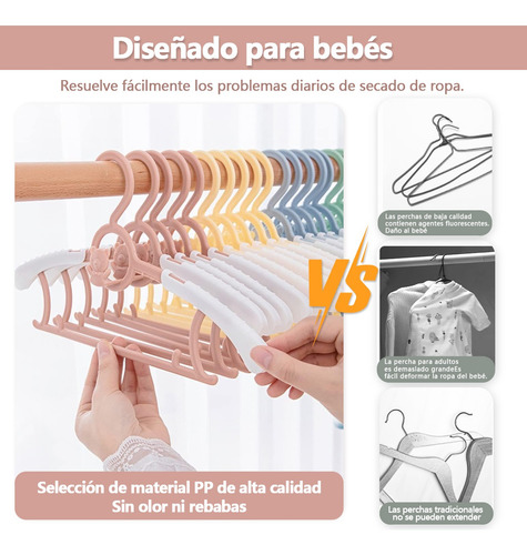 10 Pcs Percha Retráctil Para Ropa Infantil Con Gancho