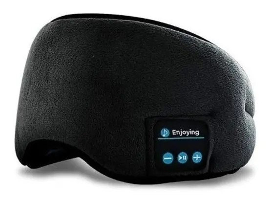 Tapa Olho Máscara Dormi Fone De Ouvido Bluetooth Confortável Cor Preto