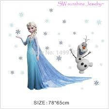 Imagen 2 de 6 de Poster Sticker Gigante Vinyl Pa Pared Frozen Elsa Olaf Nieve