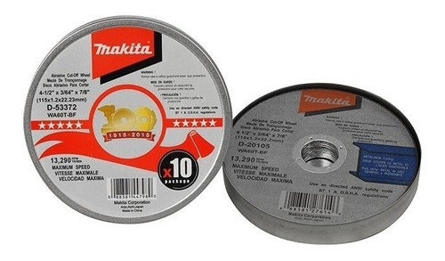 Discos De Corte 4 1/2  - 115mm Makita - Pack X 10 Unidades