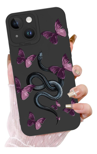 Ook Funda Negra Para iPhone 15, Lindo Diseño De Serpiente Y