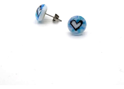 Arete Broquel Corazón Acuarela