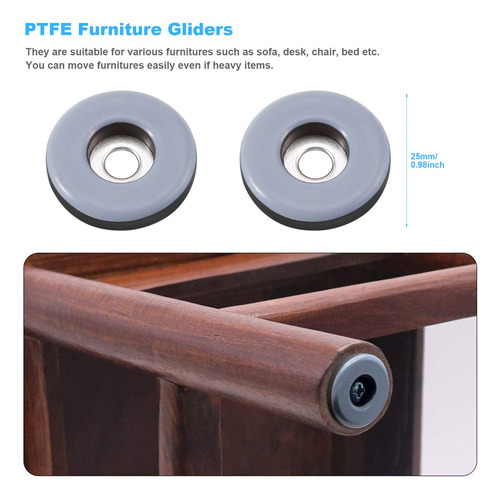 Sliders Para Móveis Queenly-48 Unit, Ptfe, Easy