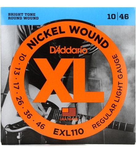 Imagen 2 de 3 de Cuerdas Guitarra Eléctrica D´addario Exl110nickel Wound10-46