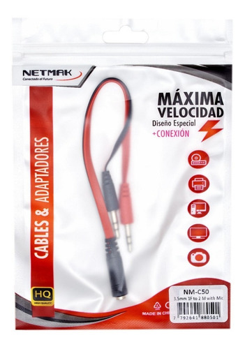 Imagen 2 de 5 de Adaptador Audio 3,5mm Hembra A Mic + Auri Macho