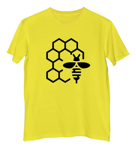 Remera Hombre Color Abeja Con Panal Minimal Logo Simple