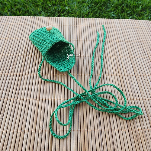 Colar Bolsinha Patuá Em Crochê - Cor Verde Trevo Verde Trevo