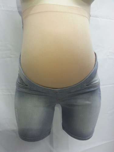 Short De Maternidad En Mezclilla Strech Gris Claro