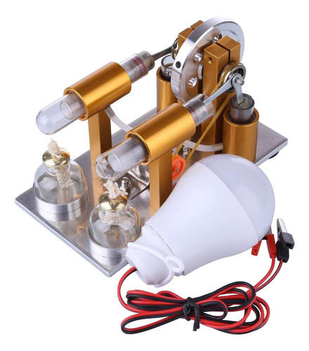 Imagen 9 de 9 de Modelo De Motor Stirling De Doble Cilindro Caliente De Metal