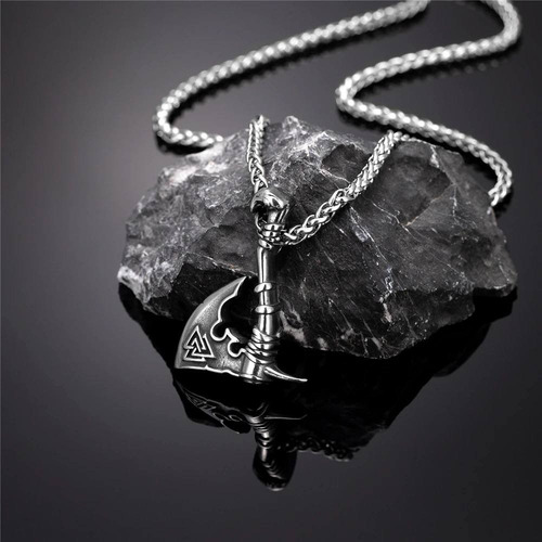 Colar Cordão Machado Vikings Valknut Nórdico Triângulos Odin