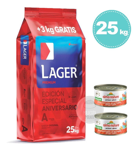 Imagen 1 de 2 de Lager Perro 22kg + 3kg Gratis (25kg) + Regalos + Env