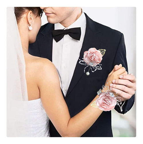 Pulsera De Dama De Honor, Ramillete De Flores De Seda, Con P