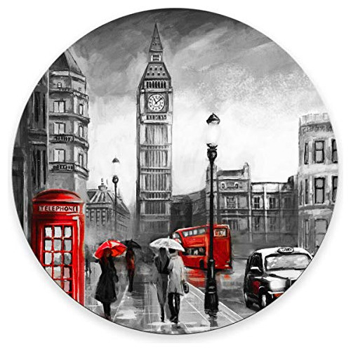 Oil Painting Print Round Mouse Pad, Street View Of Lond...