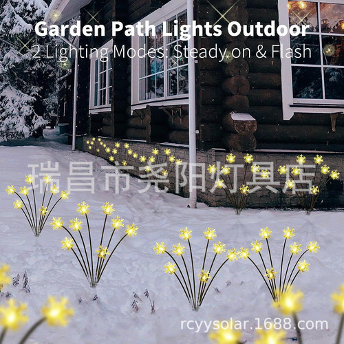 6 Luces Solares Decorativas De Navidad, 8 Copos De Nieve