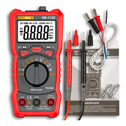 Pinza Amperometrica Brinna + Capacimetro Tester + Buscapolo