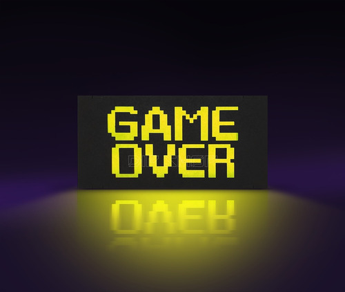 Luminária Gamer Exclusiva Game Over Com Led Bivolt Cor Da Estrutura Preto Cor Da Cúpula Amarelo
