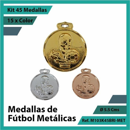 Kit 45 Medallas En Cali De Futbol Metalica M103k45